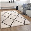 Paco Home Tappeto A Pelo Lungo Salotto Shaggy Pelo Lungo Motivo Diamante Scandinavo, Dimensione:80x150 cm, Colore:Crema 6