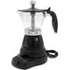 MAKA change your life quality MAKA Moka Elettrica 1-3 Tazze Caffettiera con 1 Filtro per 1 Tazzina Pronto in 4 Minuti Mantiene il Caffè Caldo per 30 Minuti 400W Autospegnimento Alluminio Nero Grigio Argento Antischizzi (Nero)