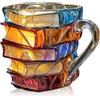 Generico Painted Book Mug, Tazza di Libri Dipinti Nuovo, Books Stack Shaped Coffee Cup,Novelty Coffee Mugs Painted Books,Tazza da Scaffale per Biblioteca per Gli Amanti della Letteratura