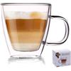 Orion - Bicchiere da tè a doppia parete in vetro termico per caffè, latte, cappuccino, 180 ml