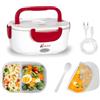 VIRSUS 1 Scaldavivande Elettrico Portatile, chiusura ermetica, 2 Contenitori Removibili con piastra riscaldante in Acciaio, 220V - 40Watt Porta pranzo da Ufficio Vari Colori (Rosso) - 084 - F