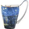 YBKTEX Tazza da tè in porcellana Bone China, 16 oz - Dipinti di Van Gogh (cielo stellato sopra il Rodano)