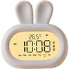 ＡＷＨＡＯ Coniglio Sveglia Digitale per Bambini Orologio Da Comodino Volume Regolabile Controllo Tattile Luce Notturna Snooze Or, Bianco
