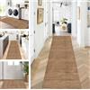 ZUZEKU Tappeto a passatoia astratto per corridoio, cucina, lavabile, antiscivolo, vintage, marrone, lungo, per corridoio, soggiorno, camera da letto, venduto al metro, personalizzabile, 90 x 500 cm