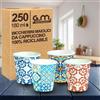 G.M. DISTRIBUZIONE 250 Pezzi Bicchieri da Cappuccino in Carta con Grafiche Maioliche, 180 ml, Biodegradabili Biocompostabili, Usa e Getta, 4 Colorazioni, Ideale per Casa, Ufficio, Asporto Bevande Calde