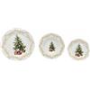 COSE DA CASA Servizio Piatti 18 Pezzi in Porcellana Bone China per 6 Persone Decoro natale Albero di Natale con Pacchi Regalo Motivo Natalizio con Rifiniture Oro Idee Regalo Natale casa