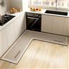 Hixingo Tappeto Cucina Antiscivolo Lavabile a Forma di L, Passatoia Cucina in Diatomite Assorbente Asciugatura Rapida, Stile Moderno Tappetino per Bagno Lavanderia (Beige,120x120cm)
