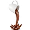 Sinye Galleggiante che rovescia la tazza di caffè, 3D retro creativo galleggiante rovesciato tazza da caffè sospesa ornamenti tazza per cucina domestica soggiorno (Bianco e marrone)
