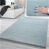 TT Home Tappeto a pelo alto per soggiorno in soffice ecopelliccia di coniglio, in turchese, Dimensione:80x300 cm