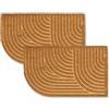 Astra Zerbino moderno per porta d'ingresso - Tappetino in cocco Set di 2 45x75cm arrotondato naturale - Tappetino antisdrucciolo robusto - Zerbino interno