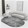 Generic Tappeto ovale a pelo basso per ingresso, corridoio, soggiorno, corridoio, camera da letto, cucina, 140 x 200 cm, moderno, astratto, semplice, lusso, grigio,