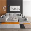 Ldiuttu Tappeto Salotto Grandi 200 x 250 cm Tappeti Morbido Pelo Corto Antiscivolo Tappeto Soggiorno Camera da Letto Linee geometriche moderne in grigio, arancione e nero.
