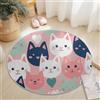 Generico Tappeto Rotondo Salotto Carino Cartone Animato Faccia Di Gatto Stampa, Antiscivolo Pelo Corto 60 cm Tappeto, Rosa Tappeti Rotondi per Bambini Cameretta Cucina Casa Zona Balcone Tavolino