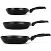 Royalty Line Set di 3 padelle con rivestimento in marmo, marca Royalty Line (nero) Ø 20 cm Ø 24 cm Ø 28 cm