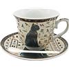 Generic Set di tazzine da caffè e piattini in ceramica egiziana dorata, tazza da caffè Demitasse da 100 ml, regalo di compleanno per familiari e amici (beige e nero)