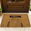 Generic Zerbino con orso, rustico, fantasioso, con foglie di benvenuto, nessuno marrone, in gomma antiscivolo, decorazione per esterni, porta d'ingresso, patio, 73 x 43 cm