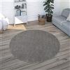 Paco Home Tappeto Pelo Corto, Lavabile, Monocolore, Semplice e Moderno, per Soggiorno, Camera da Letto e Ingresso, Dimensione:Ø 120 cm tondo, Colore:Antracite