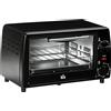 HOMCOM Fornetto Elettrico 10L Temperatura Regolabile e Timer, Griglia e Teglia Incluse, 750W, 36.5x26x22cm, Nero