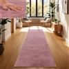 Paco Home Tappeto Salotto e Camera da Letto Moderno a Pelo Corto - Morbido, Lavabile, Antiscivolo, in Finta Pelliccia, Dimensione:80x300 cm, Colore:Viola Rosa