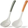Evannt Set di 2 mestoli da zuppa in ceramica con manico lungo scolapasta scanalato colino da cucina