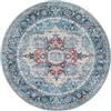 RugVista Georgia Oriental, Tappeto, Orientali, Ø 160 cm, Rotonda, Pelo corto, Soggiorno, Camera da letto, Lavabile in lavatrice, Blu/Multi