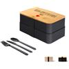 Generico ''Buon appetito papà'' Portapranzo Lunch Box con Posate 2 Scomparti Coperchio in Bambù Pausa Pranzo Ufficio Idea Regalo festa del papà Babbo Natale Uomo