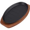 GRADENEVE Bistecchiera Ghisa Professionale Superficie Liscia con Base in Legno, Piastra in Ferro Robusta per Carne, Pesce alla Griglia e Formaggio