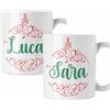 Colorfamily Coppia di tazze Natale Tazza Natalizia PERSONALIZZABILE con nome Palline natalizie Merry Christmas Mug 11 Oz Idea Regalo