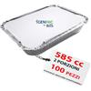 Generic GM - 100 Contenitori Alluminio 2 Porzioni 585 cc con 100 Coperchi Alluminizzati, Vaschette per Alimenti Ideali per Forno, Congelamento, Gastronomia e Asporto Professionale
