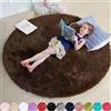 Skeiyo Area Rugs Tappeto peloso rotondo shaggy per soggiorno, camera dei bambini, camera da letto, decorazione per la casa, marrone, 100 x 100 cm