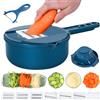 GHKLNY Tritatutto per Verdure - 9 IN 1 Affettatrice per Patate, Grattugia per Verdure Tritatutto con Contenitore Tritatutto Multifunzionale Taglierina per Verdure Affettatrice con 6 Lame in Acciaio