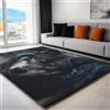 Generic Tappeto 80 x 150 cm Animali Primo Piano Lupo Tappeto Antiscivolo Morbido Lavabile in lavatrice Tappeto Soggiorno Tappeti Salotto Grandi Tappeto Camera da Letto per Sala da Pranzo Nero