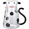 BestAlice Set di caraffa e vetro da comodino, 500 ml, caraffa in vetro a forma di mucca con tazza, in vetro trasparente, per comodino, camera da letto, cucina
