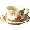 HUMOCHUSON Tazza Colazione Set Di Tazze E Piattini Da Caffè In Ceramica Smerigliata Retrò Da 300 Ml, Tazza Da Latte Americano In Gres, Adatta Per Bar - Flower Language