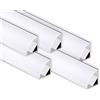AFTERTECH 5x 2metri (10M) 1616 16x16mm PROFILO ALLUMINIO ANGOLARE PER STRISCE STRIP LED BARRA RIGIDA 2m 2MT + COPERTURA (5x 2metri 1616 fog)