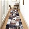 Siunwdiy Tappeto da Cucina,Tappeti Cucina Moderno Astratto tappeto cucina 2.60 metri Tappeto Passatoia Cucina Antiscivolo Lavabile Tappeto Corridoio lungo per Ingresso Cucina Soggiorno ,Marrone,80x260cm