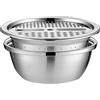 Healvian Scolapasta per formaggio grattugia in acciaio inox cestello di scarico per verdure e verdure set di ciotole per cucinare preparare la conservazione degli alimenti (argento)
