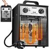 Masko® Riscaldatore elettrico 2 KW con termostato, 2000 Watt, 3 livelli riscaldamento, uso interno-esterno, protezione sovraccarico, ventilatore bianco