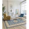 Pierre Tappeti Tappeto salotto soggiorno camera KAZAKH 2154 stile orientale persiano motivo classico tradizionale blu navy e beige cm.70x300