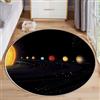 ZISTRCBAO Pianeti Del Sistema Solare Tappeto Rotondo 60cm, Universo Dei Cartoni Animati Tappeto Rotondo per Soggiorno, Lavabile in Lavatric Antiscivolo per Camera Da Letto E Divano, Nero