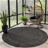Carpettex Tappeto per esterno monocolore resistente alle intemperie, ideale per terrazze, balconi, giardini e cucine, con tessitura piatta e finitura simile al sisal, Colore: Nero, Taglia: 120 cm Rotondo