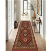 ZUZEKU Tappeto passatoia da cucina, lavabile, antiscivolo, 60 x 250 cm, vintage, rosso bohémien, lungo, per corridoio, soggiorno, camera da letto, venduto al metro, personalizzabile