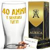 Aurìca Bicchiere Da Birra Personalizzato 40 ANNI E SENTIRLI TUTTI - Boccale In Vetro Da 500 Ml Per Un Compleanno Speciale! Idea Regalo Originale 40 Anni Uomo E Donna
