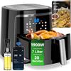 Aigostar Smart Cube - Friggitrice ad aria intelligente, 1900W, 7L. Modalità manuale, schermo LED, 7 funzioni preimpostate con mantenimento calore in modalità manuale. Connessione Wi-Fi. Senza BPA