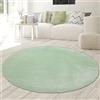 Teppich-Traum Tappeto Shaggy con pelo alto e lungo | OEKO-TEX | lavabile | in verde, 120 cm rotondo