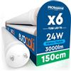 Eurocali 6 Tubi LED 24W 150cm T8 G13 SMD con Starter 3000 Lumen Garanzia 3 Anni - Luce Fredda 6500K - Alta Luminosità 125 lm/W - Sostituzione Neon per Negozio Garage Soffitto Materiale Nano Plastic