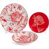 Today Home, Servizio piatti per 6 persone, 18 pezzi, Porcellana, Rosa Rossa