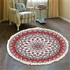 Duories Tappeto rotondo in cotone bohémien, lavabile, tessuto a mano, con nappe, per camera da letto, corridoio, soggiorno, tavolino da caffè, lavabile in lavatrice, 90 cm, fiori #29