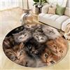 JEDTAKCT Tappeto Rotondo Salotto, Morbido Simpatico Gatto Di Peluche Tappetini Antiscivolo Poster Di Animali Tappeto Per Bambini Cameretta Cucina Casa Zona Balcone Tappet Tavolino, Grigio Scuro, 100 Cm