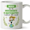 Mugffins Tazza Personalizzata in ceramica per INSEGNANTE DI MATEMATICA donna 11 oz / 350 ml - In italiano - Sei migliore del mondo - Idea regalo per compleanno, anniversario, natale, laurea